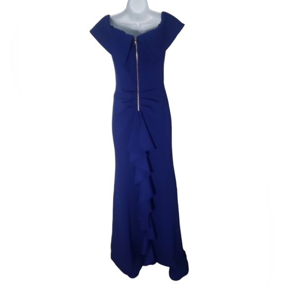 Betsy & Adam Off-the-Shoulder Scuba Mermaid Gown  Dress - Women's - Picture 8 of 13